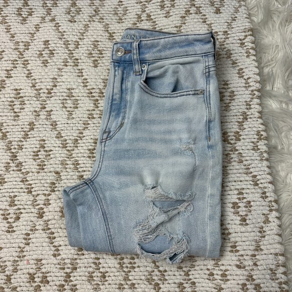 American Eagle Mom jean Stretch Light Blue Denim Jeans Woman's - Size 00 - Picture 10 of 10